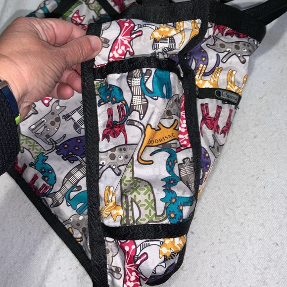 Le Sportsac multipurpose tote bag cat pattern rare find Gray with cats all over - Picture 12 of 14